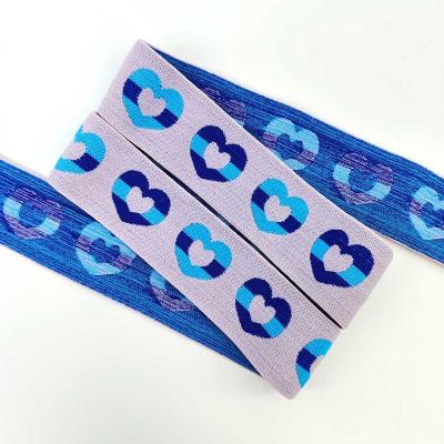 China Huge Inventory Elastic Waistband Cute Heart Elastic Band Jacquard Elastic Band Yarn-dyed Jacquard Elastic Webbing for sale