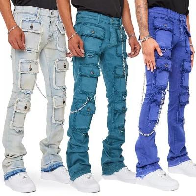 China                  Hot Selling Pants Flared Cotton Men Streetwear Fashion Hip-Hop Loose Straight Cargo Jeans              for sale