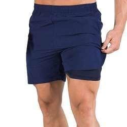 China                  Wholesale Customized Logo Double Layer Men Shorts Quick Dry Breathable Polyester Pockets Running Shorts for Men              for sale