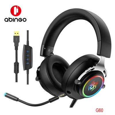 China Headband Abingo G60 RGB LED Light Headset Gaming Earphone 7.1Surround MIC for sale