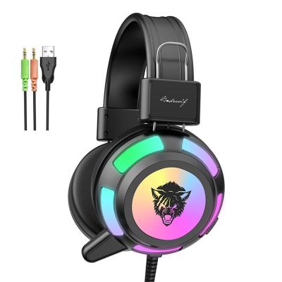 China Headband Gaming Headset Over Ear Stereo Wired Earphones With Mircophone RGB Light ABS Handband For Computer Abingo V8RGB for sale