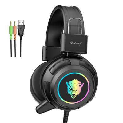 China Headband Wired Computer Gaming Headset Over Ear Headphones ABS Stereo Headband With RGB Light Mircophone For PS4 PS5 Abingo V8RGB for sale