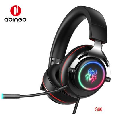 China Headband Gaming Headset 7.1 Edging - Sound With RGB LED Light Over Ear Wired Headphones USB Connect Mircophone Abingo Aero G60 for sale