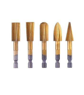 China HSS 5Pcs 3MM Hexagonal High Speed ​​Steel Large Size Woodworking Rotary Burr Set File Rasp Drill Bit for sale