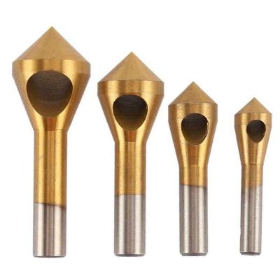 China Counterboring and Counterboring Counterboring Countersink Drill Bit Set-4 pcs Hss 90 Degree Crosshole Countersink Chamfering Deburring Tool for sale