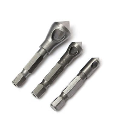 China 90 Degree Boring and Chamfering Countersink Drill Bits Set Wood Metal Chamfer Deburring Set Wood Metal Chamfer Hand Tools Set Tapper Hole Cutter for sale