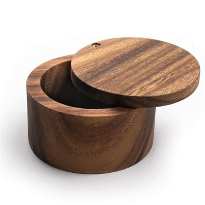 China Viable High Quality Gorgeous Elegance Salt Cellar Acacia Wood Appalachian Salt Box for sale