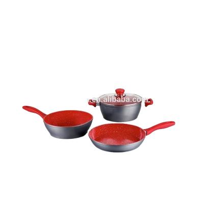 China Aluminum non-stick frying sauce pan/18cm cookware set/24cm 26cm saucepan/28cm press 3pcs workable for sale