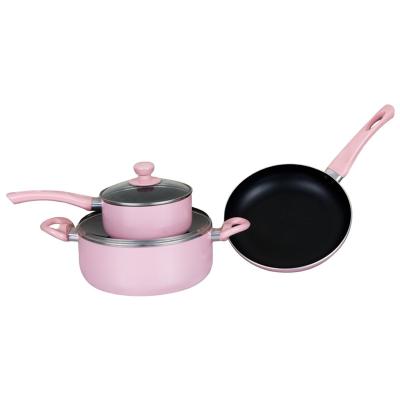 China Viable Pink Foil Sauce Kitchen Eggpan Cookware for sale