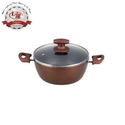 China Durable Soft Touch Handle Bakelite Ceramic Coating Casserole / Sauce Pot With Lid Forged Aluminum Soup And Stock Pots Cookware Casserole for sale