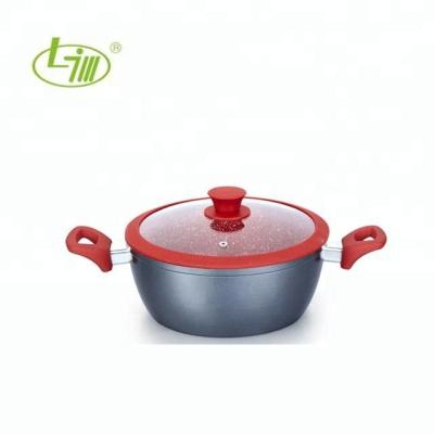 China Durable Heavy Gauge Aluminum Non-Stick Stew Cooking Pot with TPR Side Handles, 4.5QT for Home for sale