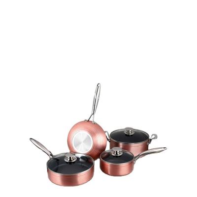 China 4pcs viable press aluminum pots/nonstick sauce pot/24cm cassrole/28cm cookware set/24cm wok/16cm deep fry pan for sale