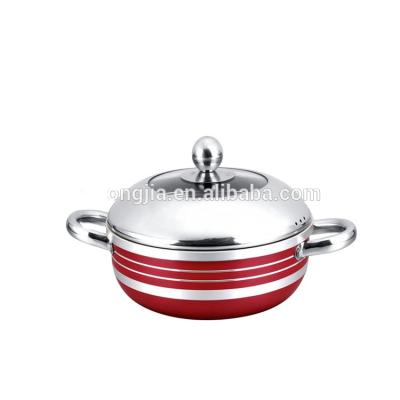 China Viable Cut Text Line Sauce Press Pot Casserole Stainless Steel Aluminum Ear 24cm for sale