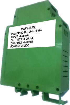 China WAYJUN 3000VDC isolation DC current/voltage signal splitter one in two out signal converter green DIN35 CE approved for sale