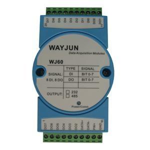 China WJ60 Serie 8 Kanäle DI/DO Digitale Signalwandler, Trockenkontakt zu RS485-Wandlern,blau DIN35 zu verkaufen