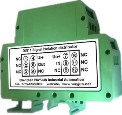 China WAYJUN 3000VDC isolation rail Loop-Powered 4-20mA Signal Isolator Green DIN35 signal converter for sale