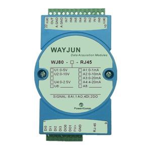 China WAYJUN WJ80 series 8-CH 4-20mA to Modbus TCP Network Data Acquisition module 3000V isolation for sale