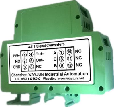 China RTD PT100 temperature Signal to 4-20mA Isolators(one in one out) Green DIN35 WAYJUN 3000VDC isolation for sale