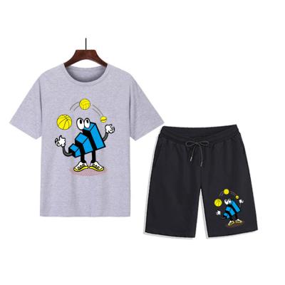 China Breathable Custom Logo Summer Short Set Men's T-shirts And Shorts Set T-shirt Shorts Set 2 Pieces for sale