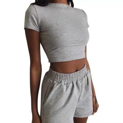 China 2022 New Arrivals QUICK DRY Summer Biker Shorts Set Women T-shirt Shorts Set 2 Piece Crop Top T-Shirts And Shorts Two Piece Set for sale