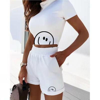 China Custom QUICK DRY Logo Summer Short Set Women Crop Top T-Shirts And Shorts Set Two Piece T-shirt Set 2 Pieces for sale