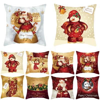 China 2022 New Year Merry Christmas Cushion Cover Christmas Anti-static Pillow Case Xmas Gifts Christmas Decorations For Home for sale