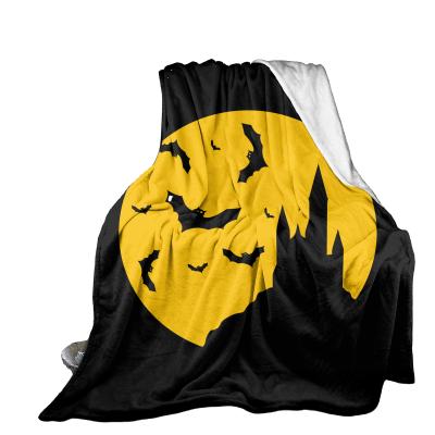 China Bojie Design Anti-pilling Logo Fashion Sherpa Halloween Flannel Fleece Portable Custom Throw Blanket 2021 New for sale