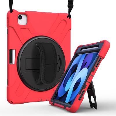 China Anti-Knock Silicone Bumper Built In Screen Protector Wrist Strap Case With Shoulder Strap For iPad Air 4 10.9 inch 2020 for sale