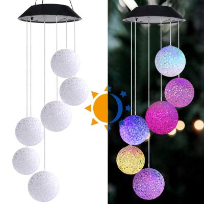 China Garden 9 Kinds of LED Wind Chime Solar Powered Outdoor Spiral Color Changing Wind Chime Garden Decorative Light for sale