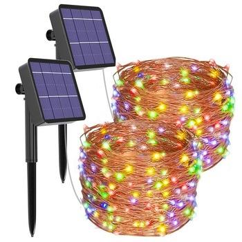 China 1/2pack Hotel Outdoor Solar Led Lights Waterproof Copper Wire Fairy Lights For Balcony Garden Decoration Trees Patio Weddings Party for sale