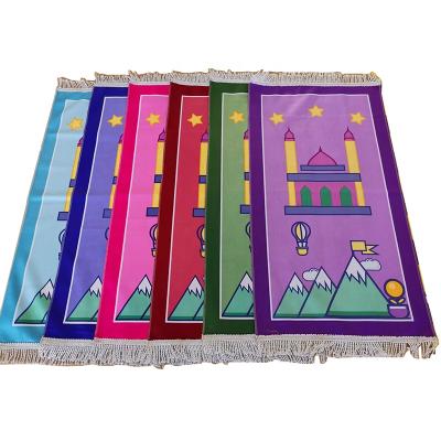 China Eid Home Muslim Janamaz Praying Children Mat Cartoon Kids Carpet Portable Washable Islamic Turkish Prayer Church Anti Slip Blankets for sale