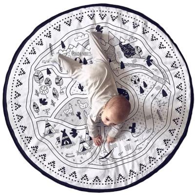 China New New Village Cotton Coloring Children's Canvas Washable Game Floor Decoration Room DIY Rug Crawling Mat for sale