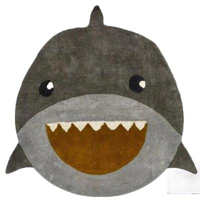 China Shark 110cm Non-slip Washable Kids Carpet Baby Animal Crawling Mat Round Gray Floor Mat Kids Room Bedside Blanket Home Decoration for sale