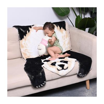 China Reversible Popular Shape House Kids Play Blankets Design Faux Fur Special Shape Rugs Customize Animal Skin Faux Fur Cow Printed Cowhide Blanket for sale