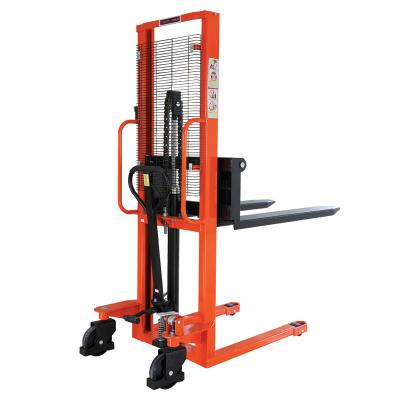 China Hotels 1000kg 3m Manual Pallet Stacker With Adjustable Forks Width 330-740mm for sale