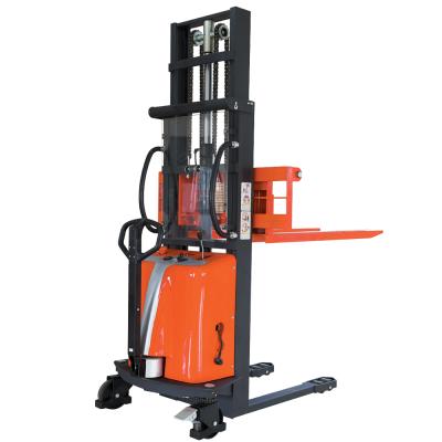 China Semi Electric 1.5ton Hotels Straddle Stacker With Foot Brake for sale