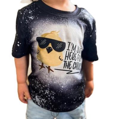 China Youth Breathable Sublimation Toddlers Lancoda Polyester Faux Bleach Blank T-Shirt for sale