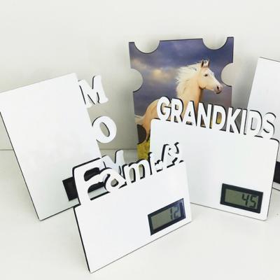 China Design Your Own Photo Mom Family Grandkids Sublimation Desk Clock Frame for sale