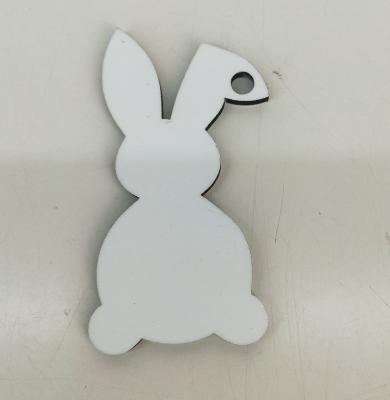 China Design Your Own Photo Easter Gifts White Rabbit Sublimation MDF Keychain for sale