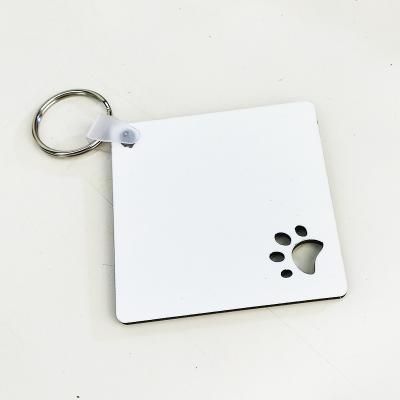 China Design Your Own Custom Photo Paw Print Square Sublimation MDF Keychain for sale