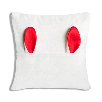 China Washable 16X16 Inches Sublimation Easter Pillow Cover Canvas Case With Ear for sale