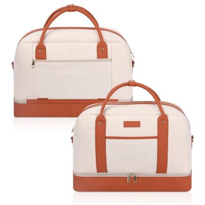 China Sympathybag Canvas Leather Luggage travel overnight men women carry tote men women travel bag for sale