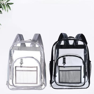 China Custom Logo Clear Backpack Heavy Duty Pvc Transparent School Bag Backpack for sale