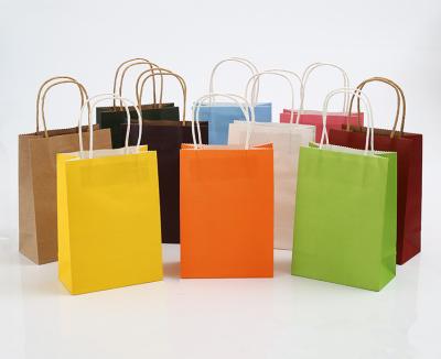 China Low Cost Recyclable Machine Making Kraft Paper Shopping Bag With Twisted Paper Handle for sale