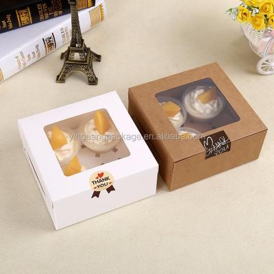 China Recyclable Brown And White Clear Window Kraft Paper Cupcake Box , Muffin Box With Stand for sale