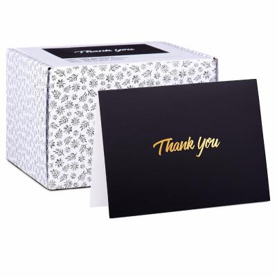 China Bulk Europe Pack 100 Gold Stamped Black Thank You Cards For Baby Shower Or Wedding for sale