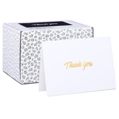 China Bulk Europe 100 Pack Gold Foil Embossed Lettering Thank You Cards With Envelope Blank for sale