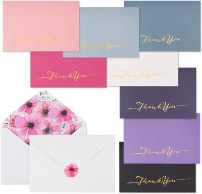 China America 8 Colors Wedding Thank You Cards with Flower Stickers and Envelopes, 48 ​​Blank Note Cards for Graduation, Bridal and Baby Shower for sale