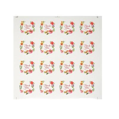 China 20 Heat Sensitive Sheets 320pcs Custom Design Thank You Floral Watercolor Round Sticker Labels Self Adhesive Seal Sticker for sale