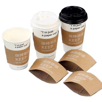 China Custom Logo Materials Recycled Wall Corrugated Paper 6oz-12oz Brown Double Cup Sleeve For Hot Drink for sale